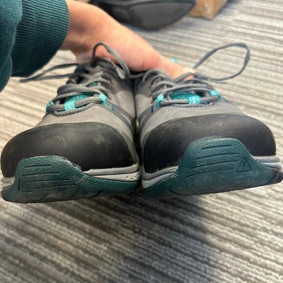 Keen Sedona Pulse Low Work Shoes Gray Teal Aluminum Toe Workwear Utility 8 Wide - Picture 3 of 9